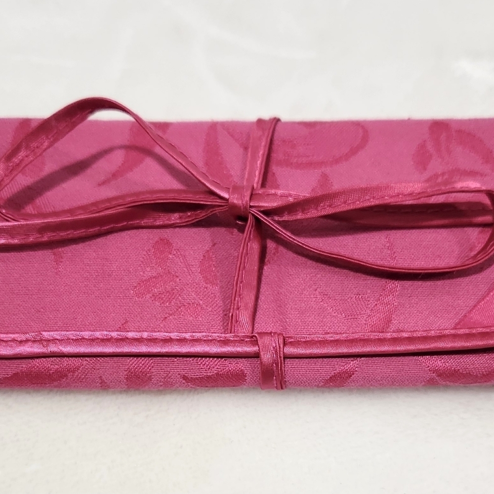 Mary Kay Vintage 90's Pink Satin Floral Cosmetic Jewelry Trifold Bag Pouch - Picture 2 of 9